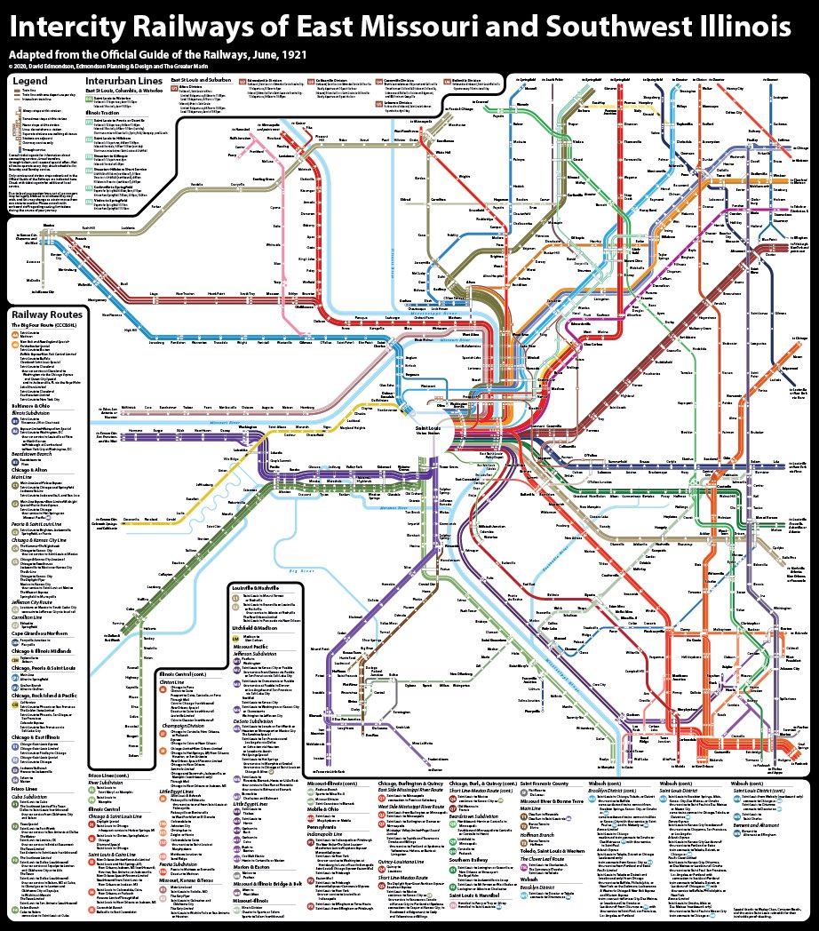 the_transit_guy's tweet image. There was a time in this country where St. Louis’s regional rail system looked like this. When we ask for more rail in this country, we are asking for a restoration of what we once had.