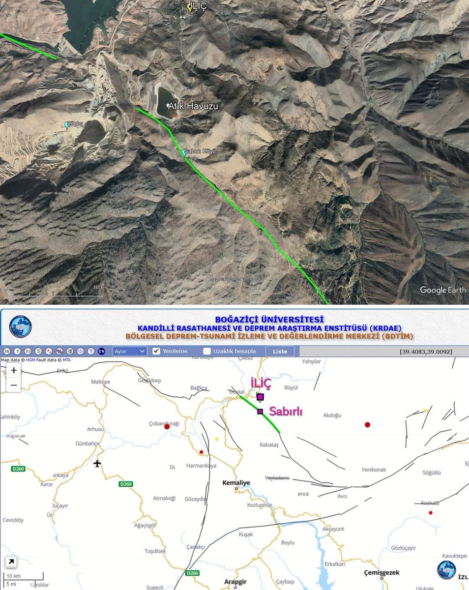 Aşağıdaki görsel İliç'teki altın madeninden geçen Munzur Fay hattı. Atık havuzuna uzaklığı 139 metre. Köylerin yakınına, Fırat Nehri'nin ağzına, mera ve ormanların hukuksuzca gasbedilmesine nasıl ÇED olumlu kararı verdiniz? Ruhsat? Ateşe dinamit atmak bu.