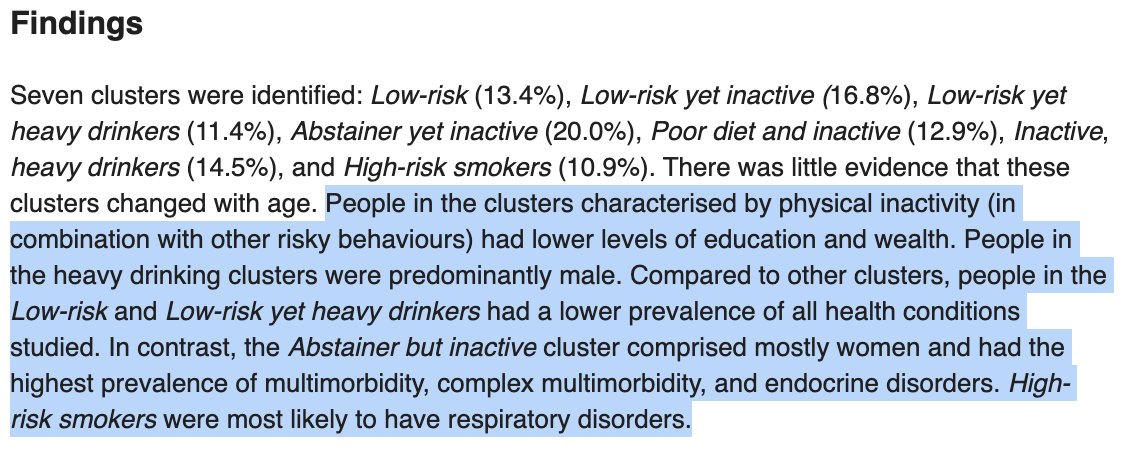 🚨**New study** @PLOSONE Longitudinal health behaviour clusters and multimorbidity in England (2008-19) Found 'seven clusters of older adults with distinct patterns of behaviour, socio-demographic characteristics and multimorbidity' using @ELSA_Study bitly.ws/3doWd