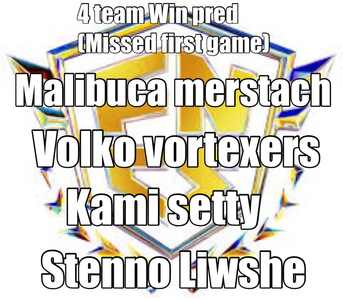 1Rawfv's tweet photo. MY 4 GAME WINNER PRED (Upper bracket) TO QUAL GRANDS🏆
For everyone one I predict right, I’ll give a shoutout to a random person that follows me so make sure your following🤞👀
#CSESP https://t.co/wbI4fmY2HM