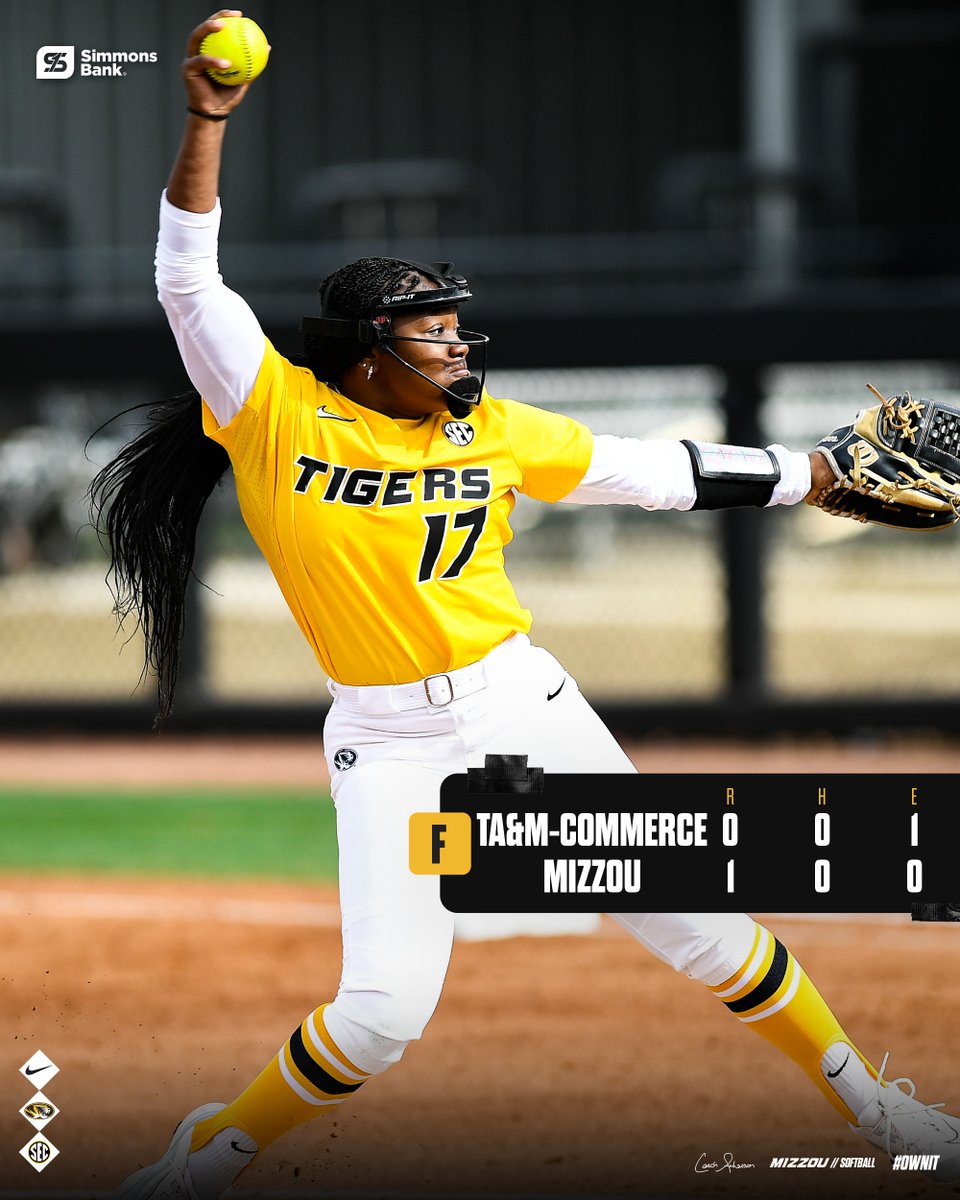 It's a NO-HITTER for Cierra Harrison to open our day in Denton!!!! 

#OwnIt #MIZ 🐯🥎