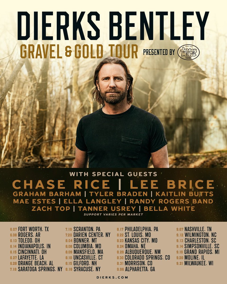 We haven't changed a bit. The first big tour I ever went on was Dierks 10 years ago. I was so new to it, but him asking me to come on the road was validating. Made me feel like I was good enough to do this. Here we are 10 years later, doing it again. I can't wait for everyone to