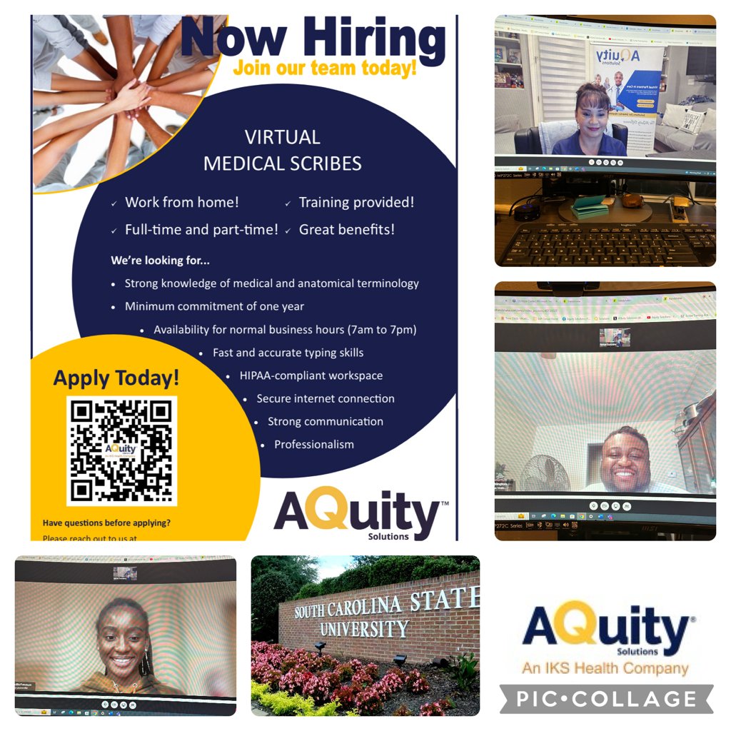 Hey South Carolina State University! Thank you for the opportunity to speak with you the Annual CHEC Virtual Expo 2024. Join our Team at AQuity Solutions an IKS Health company! Apply today: aquitysolutions.com/aquity-careers
#premed #scscu #workfromhome #medicalscribes #aquitysolutions