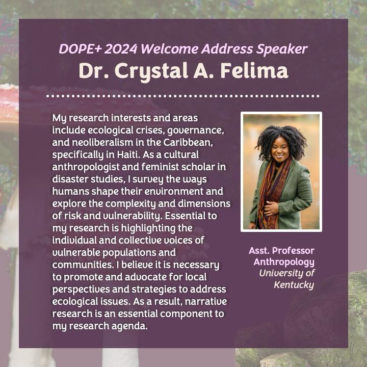 We are just a week away from kicking off DOPE+ 2024 with Dr. Crystal A. Felima, our esteemed Welcome Address Speaker!