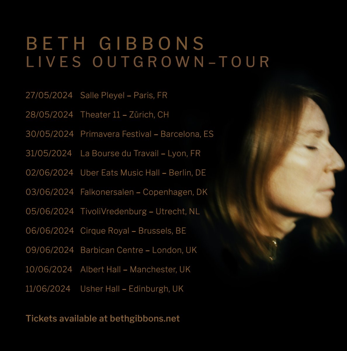 Lives Outgrown tickets on sale now bethgibbons.net