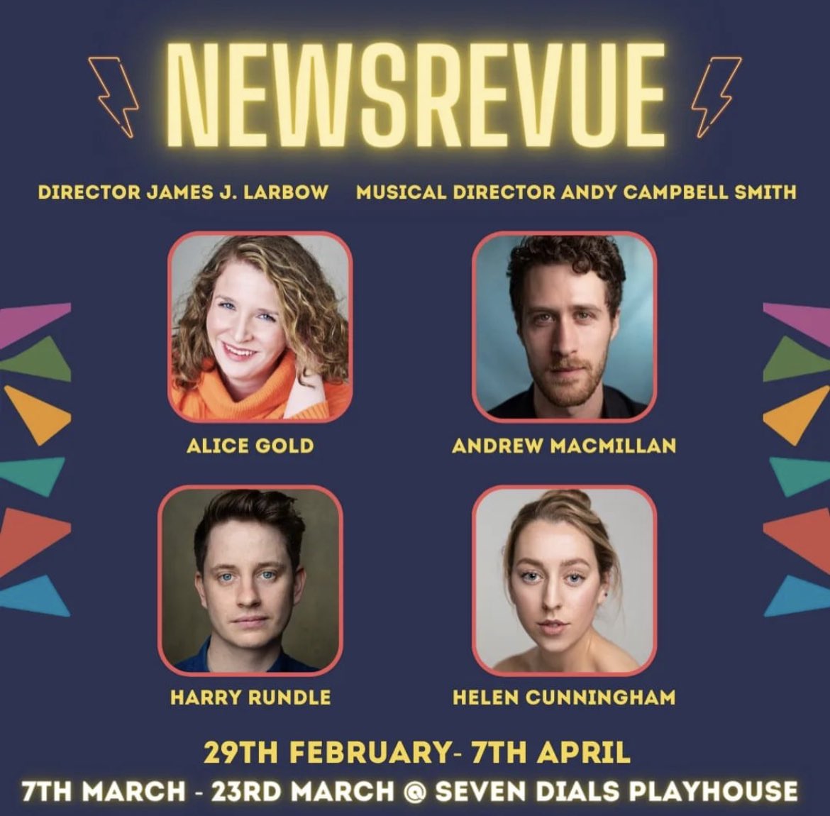 Come on down and watch this wonderful show transfer with some brilliant alums (and me…) 

<a href="/NewsRevue/">NewsRevue</a> comes to <a href="/7DialsPlayhouse/">Seven Dials Playhouse</a> ! Can’t wait to get going with this very silly show again. ❤️