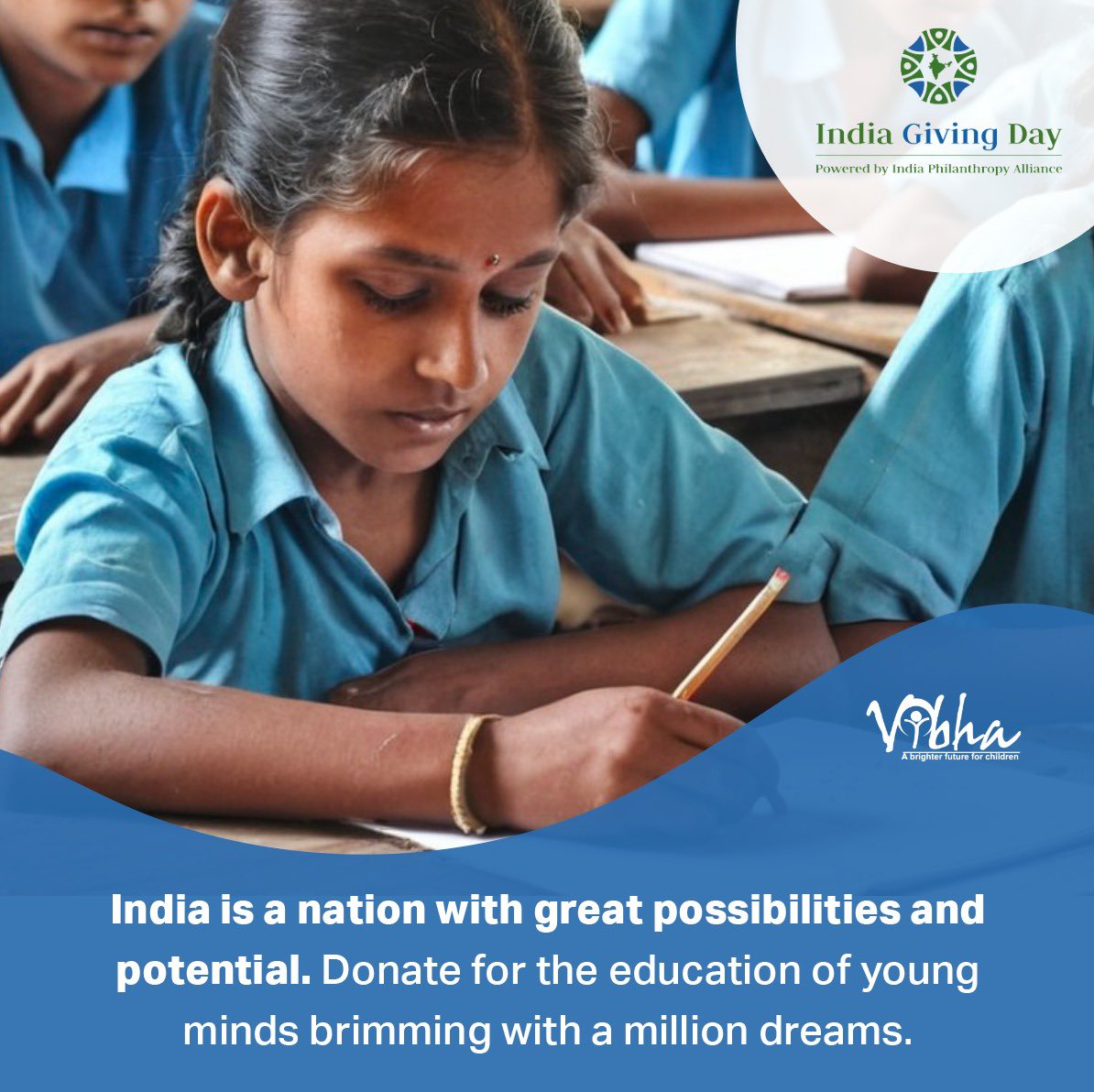 🇮🇳 Keep showering us with your love for India and we promise you to transform the future of these minds. You will make the world better with just a little contribution today😇🙏🏼Log on to indiagivingday.org/organizations/… NOW!

#vibha #vibhango #indiagivingday #india #children