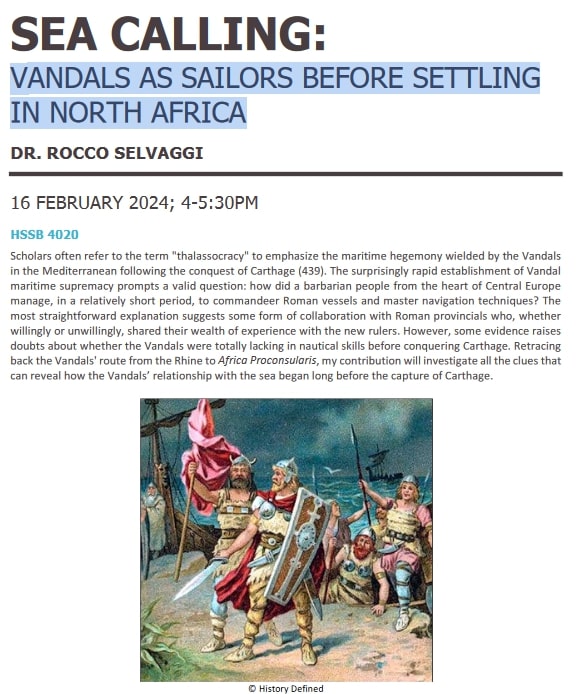 karneonikas's tweet photo. Next stop: @UCSB 🏛️ Today (16 Feb, 4 am PST) I will discuss the intriguing relationship between #Vandals and #SEA focusing on their marittime expertise before landing in #northafrica 🔎 Looking forward to give this talk in wonderful Santa Barbara 🌅 #lateantiquity https://t.co/sX0GaxlSko