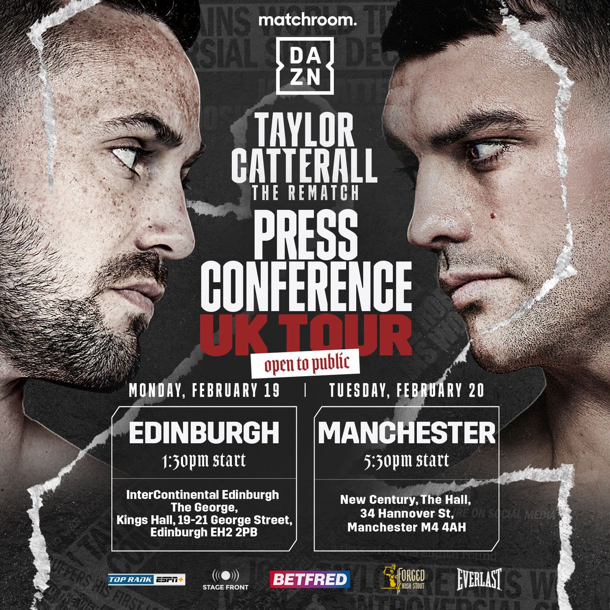 𝗧𝗢𝗗𝗔𝗬 🌶️ All welcome to the #TaylorCatterall2 Edinburgh press conference 👀 @JoshTaylorBoxer @jack_catt93 @EddieHearn @DAZNBoxing