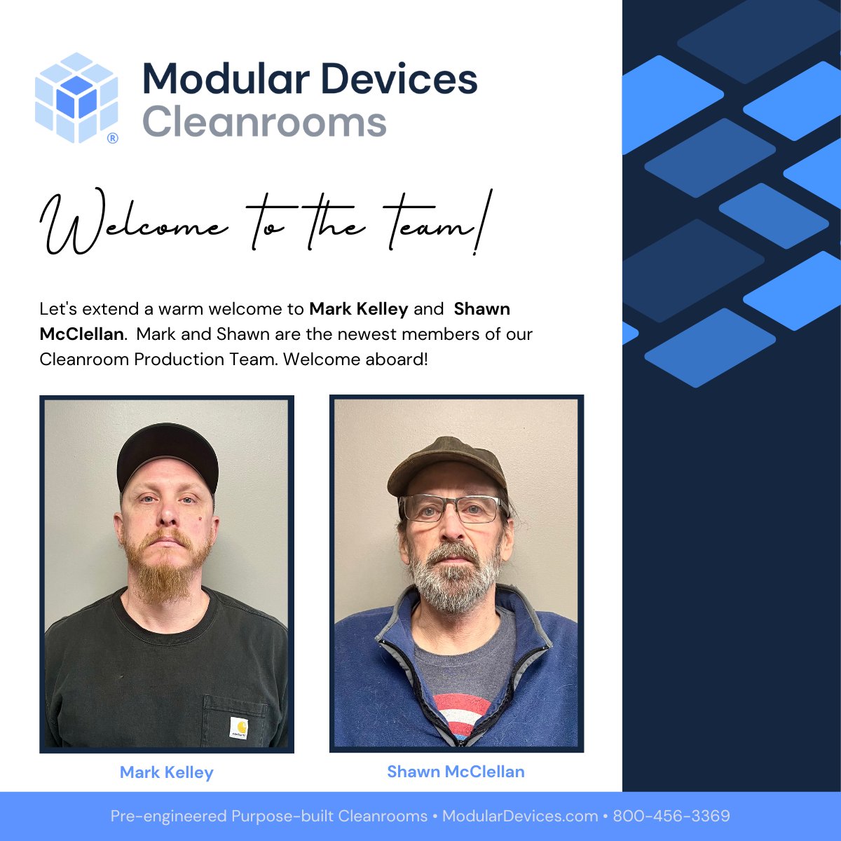 MDICleanrooms's tweet photo. We are pleased to welcome Mark Kelley and Shawn McClellan to Modular Devices Cleanrooms! https://t.co/ZLVMeX4eBo