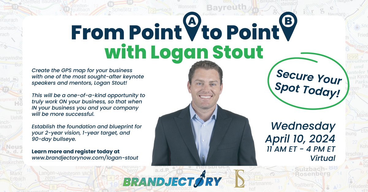 This may be the most important event @brandjectory has offered! Build your roadmap to #BusinessSuccess with one of the leading, most renown & successful business leaders in America! @LoganStout will help you get where you want to BE! Learn more: lnkd.in/gEb3Y2Nr