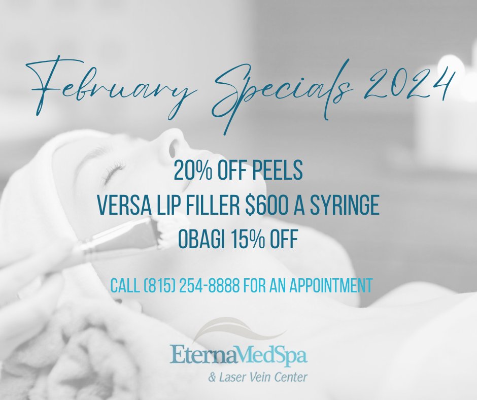 EternaMedSpa's tweet photo. A series of three chemical peels is beneficial in changing the surface of our skin, and EternaMed Spa has a variety to choose from. Please stop in and take advantage of our February specials and ask our expert which peel is best for you! https://t.co/nclPT1GLE2 https://t.co/nF7WVPtpIm