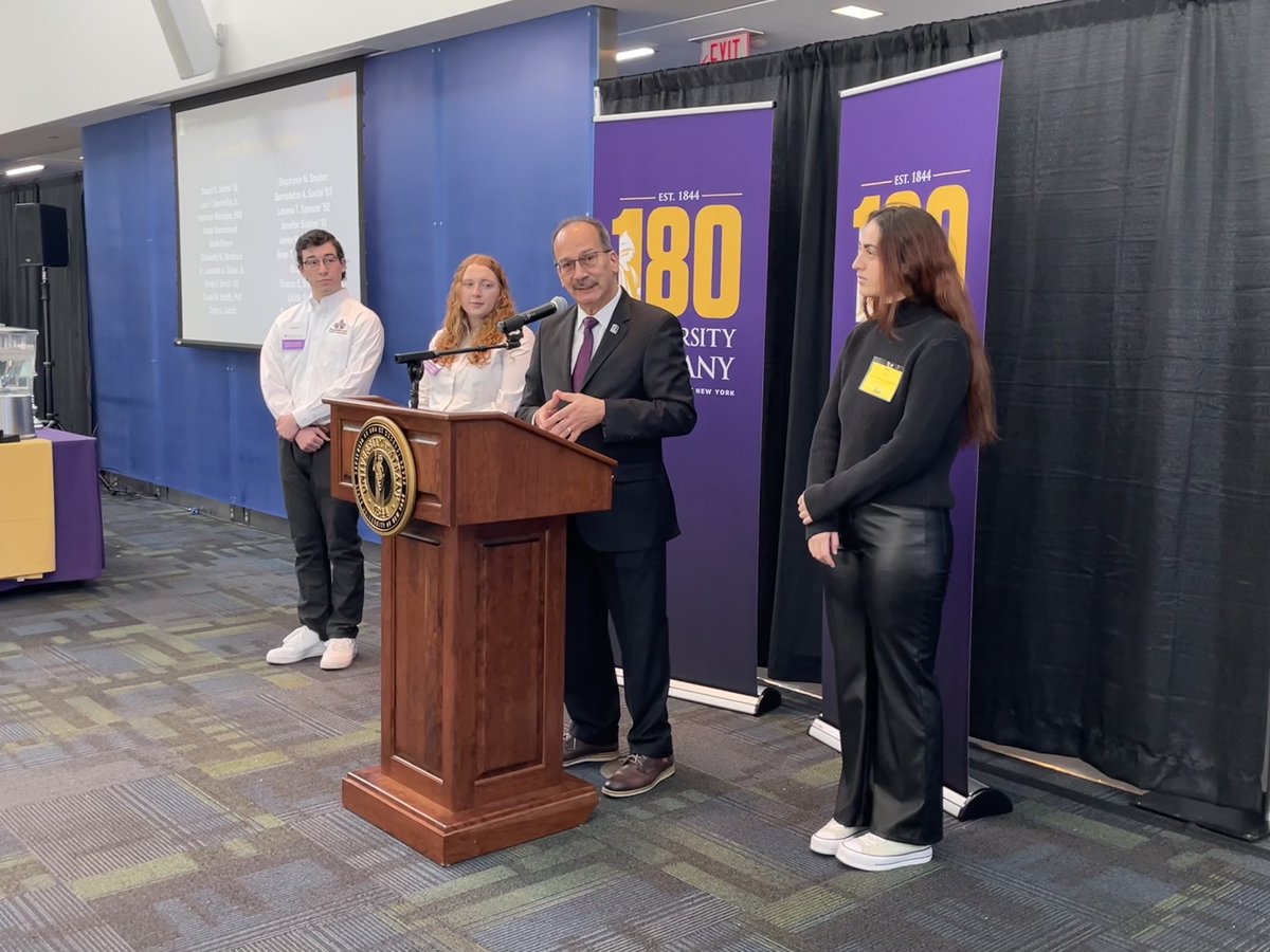 Today we gathered at the Massry Center for Business to celebrate our generous Faculty and Staff donors, including Virgina Goatley who was honored for 25 consecutive years of giving. 💜💛

#UAlbanyThanksU