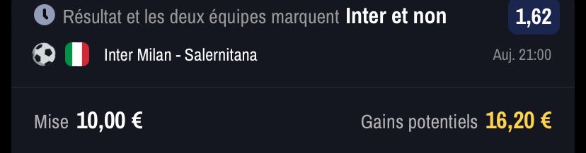 Lpdd_pronos's tweet photo. ⚽️Football - Série A 🇮🇹

Inter - Salernitana 
- - - 
Inter gagne sans prendre de but (1,62) 

La meilleure défense du championnat contre la 2eme pire attaque. L’Inter va vouloir chercher à se rassurer avant son gros match de LDC qui arrive. 

En route pour le 3/3 ? 🔥 https://t.co/VH5W3DSqnE