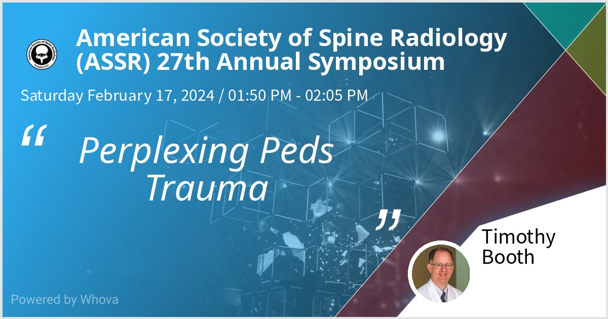 I am speaking at American Society of Spine Radiology (ASSR) 27th Annual Symposium. Please check out my talk if you're attending the event! #ASSR24 #NeuroRad - via #Whova event app ⁦⁦@UTSW_RadRes⁩ ⁦@UTSW_Radiology⁩ ⁦@UTSW_PedRad⁩
