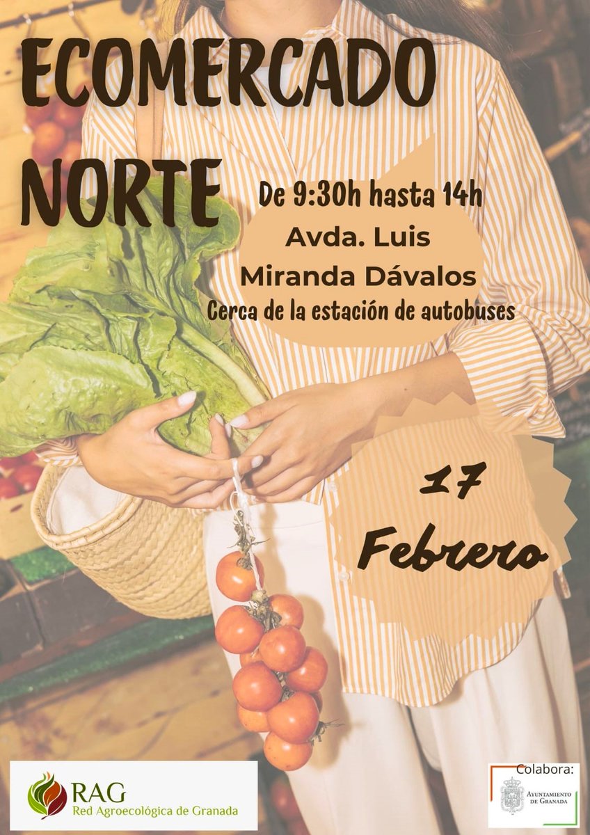 Mañana 17 tenemos Ecomercado Norte de Granada. De 9,30 a 2,00. Av. Luis Miranda Dávalos (cerca estación de autobuses)