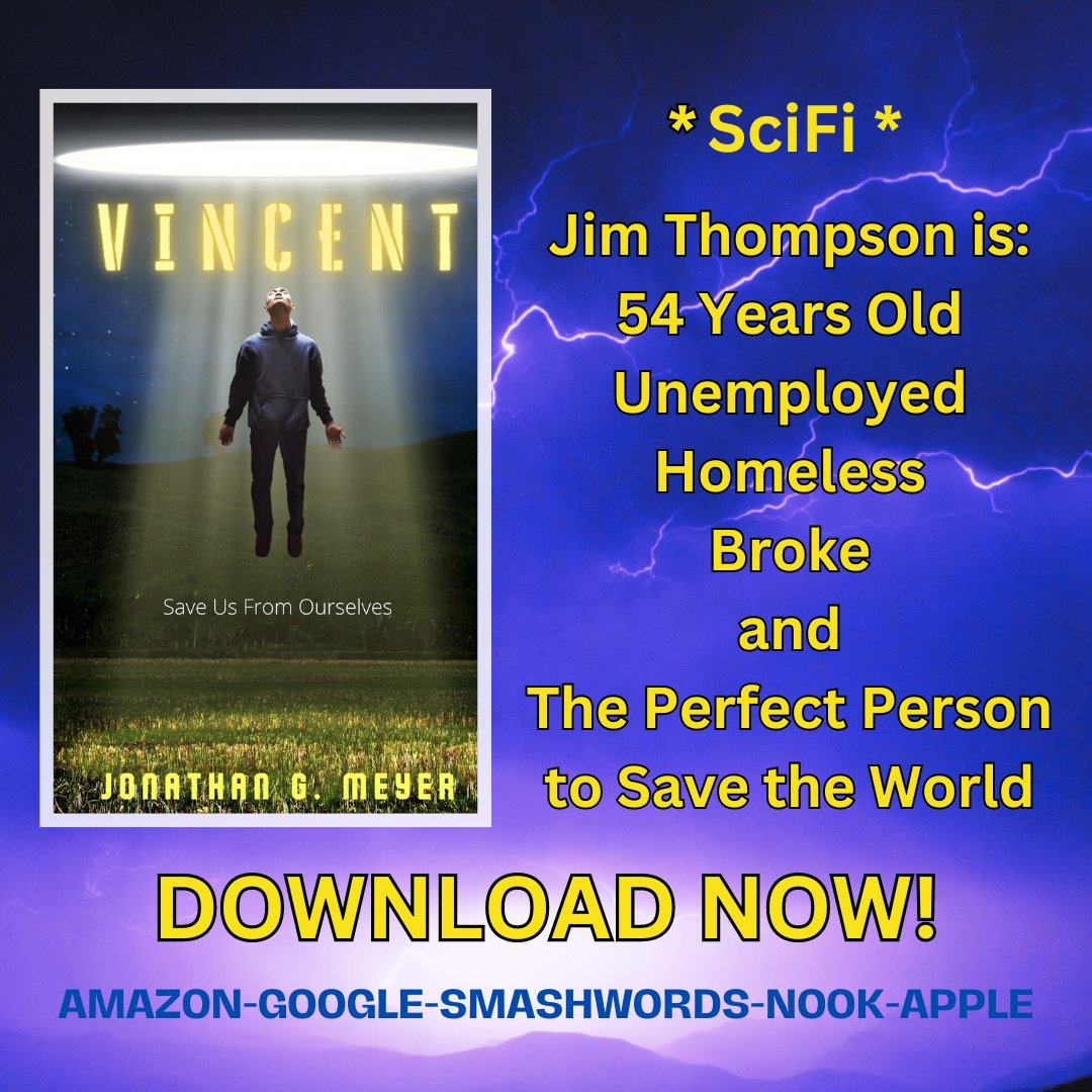 *Vincent*
by Jonathan G. Meyer 

Jim lost everything.
Then he found Vincent. jonathangmeyer.com/2023/03/11/vin… via @jonathanmeyer_
#SciFi #Adventure #Alien #ScienceFiction #spaceship #IARTG #SFRTG #ebooks #FirstContact #mustread #ArtificialIntelligence