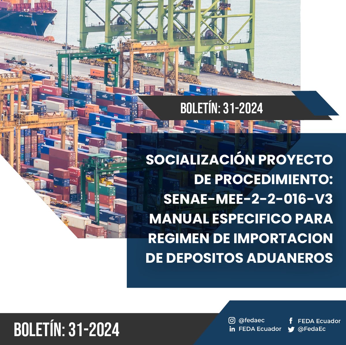 Consulta pública abierta para el proyecto de procedimiento documentado "SENAE-MEE-2-2-016-V3 MANUAL ESPECÍFICO PARA EL RÉGIMEN DE IMPORTACIÓN DE DEPÓSITOS ADUANEROS" 📄✨. 

Disponible del 14 al 20 de febrero en la Biblioteca Aduanera. ¡Tu opinión cuenta!