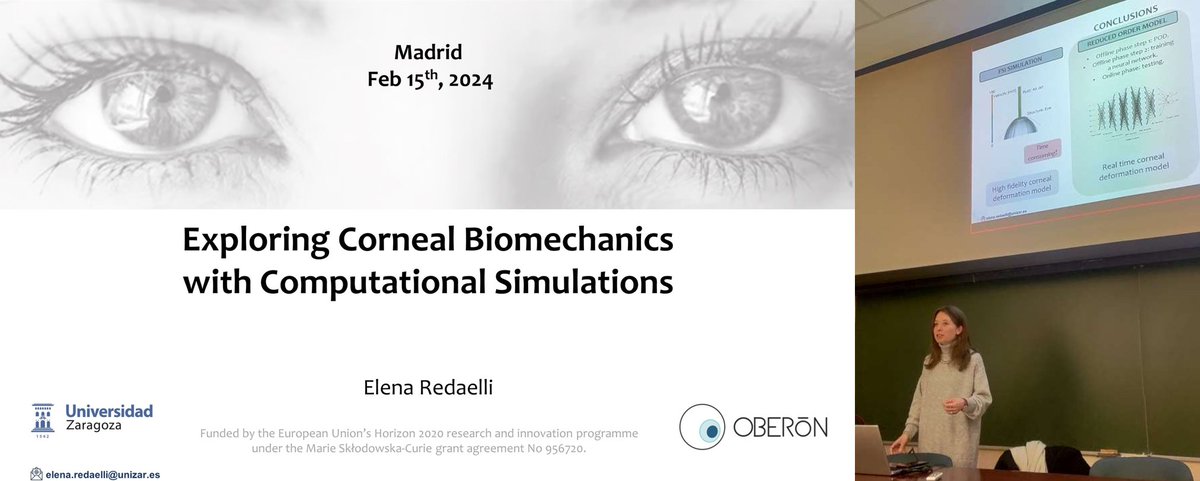 Yesterday we had <a href="/ElenaRedaelli3/">Elena Redaelli</a> from <a href="/GrupoAMBI3A/">Grupo AMB-I3A</a> visiting <a href="/IO_CSIC/">Instituto de Óptica (CSIC)</a> to give a talk on the use of computational simulations to explore corneal biomechanics. Great discussions on the future of #OcularBiomechanics 👀 <a href="/VioBioLab/">VioBioLab</a> <a href="/MSCActions/">Marie Skłodowska-Curie Actions</a> <a href="/ItnOberon/">oberon_itn</a> <a href="/unizar/">Universidad Zaragoza</a>  <a href="/I3Aunizar/">I3A - UNIZAR</a>