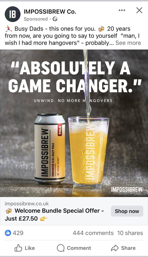 This sponsored as is really getting on my nerves. Personalise, sure. Give me something I’m interested in, absolutely. But ‘busy dads’, WTAF?! Are we still in the 1950s <a href="/impossibrewco/">IMPOSSIBREW®</a>?