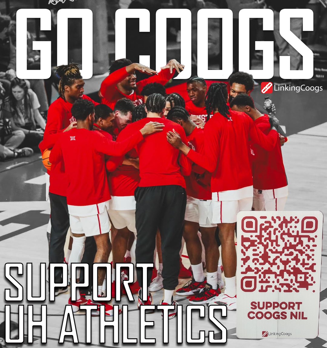 COOG FANS!! In honor of a very special week, ALL of @UHCougars need your support in this ever-changing new era of college sports. NIL is vital to the continued success & standard at the University of Houston. Scan the QR code below and get involved. We need & appreciate you. 🫶❤️