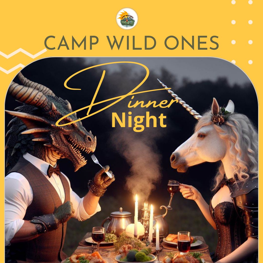 camp_wild_ones's tweet photo. Are you ready for a WILD night? 🦄

Join us for the Wild Dinner Party with the Fords, creator of Camp Wild Ones!

You’ll enjoy a delicious dinner, live music, exclusive auction with amazing prizes and more! Plus, you’ll get to meet other nature lovers 🥂 https://t.co/WZFisl723q