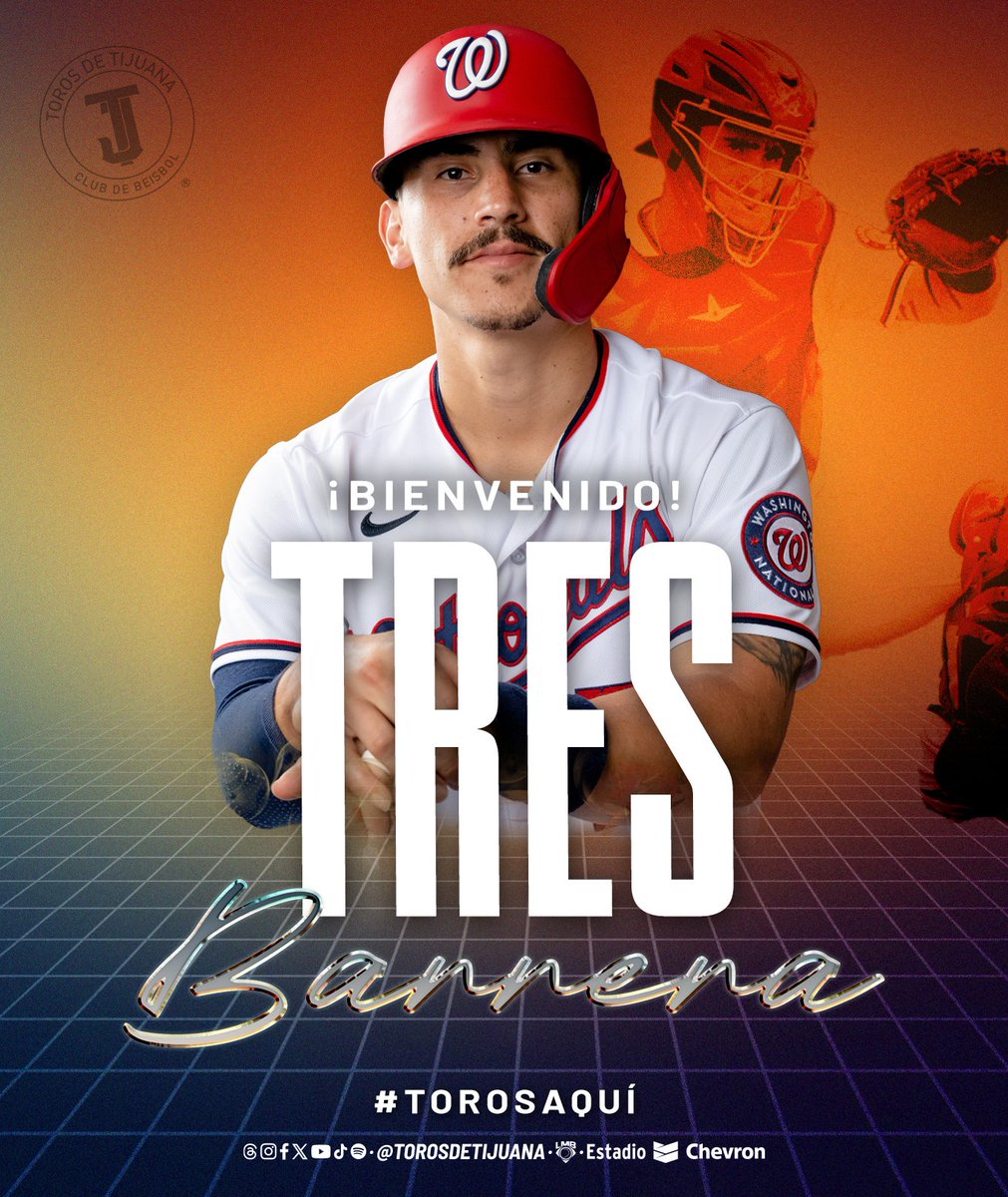 TorosDeTijuana's tweet photo. ¡ANUNCIAMOS MÁS REFUERZOS¡ ¡Habrá una Barrera en la receptoría que cuidará Tres, el mexicano con experiencia en Grandes Ligas llega a Tijuana! https://t.co/gLA4aylipp