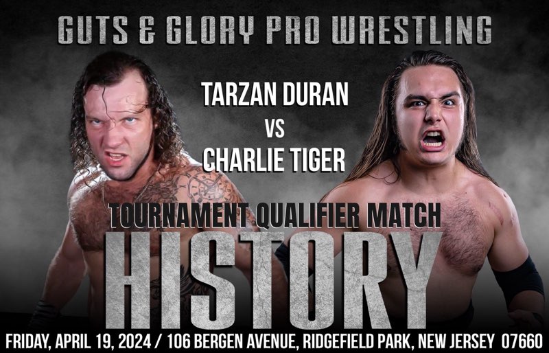 GutsAndGloryPro's tweet photo. 🚨 MATCH ANNOUNCEMENT 🚨
#CharlieTiger steps into the squared circle with The Tarzanian Devil #TarzanDuran .
You don't wanna miss it. 
Tickets &amp; info here👇
https://t.co/WXnlbVwItt https://t.co/MYlZlYNcXd