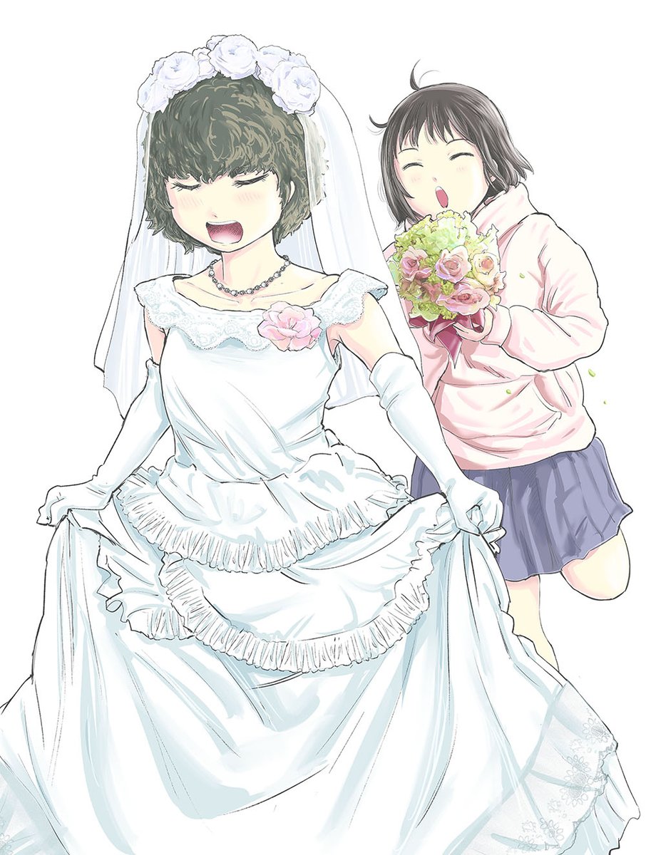 「212話カラートビラ用イラスト。なぜこうなったかは19巻を読んで下さいね! 」|村岡ユウ（もういっぽん！マンガクロス4/6）のイラスト