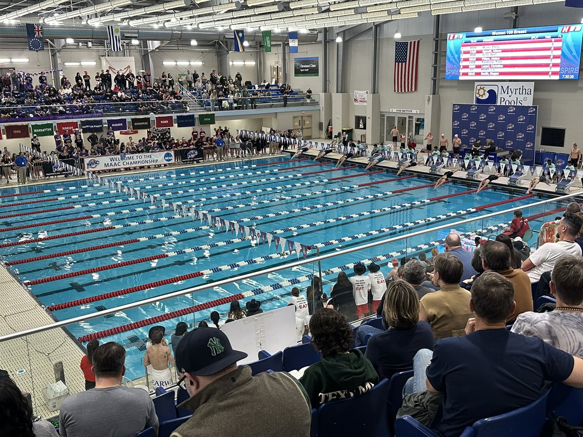 Great atmosphere for the @MAACSports Swimming and Diving Championships at @SPIRE_Institute in Geneva, Ohio! #MAACswim