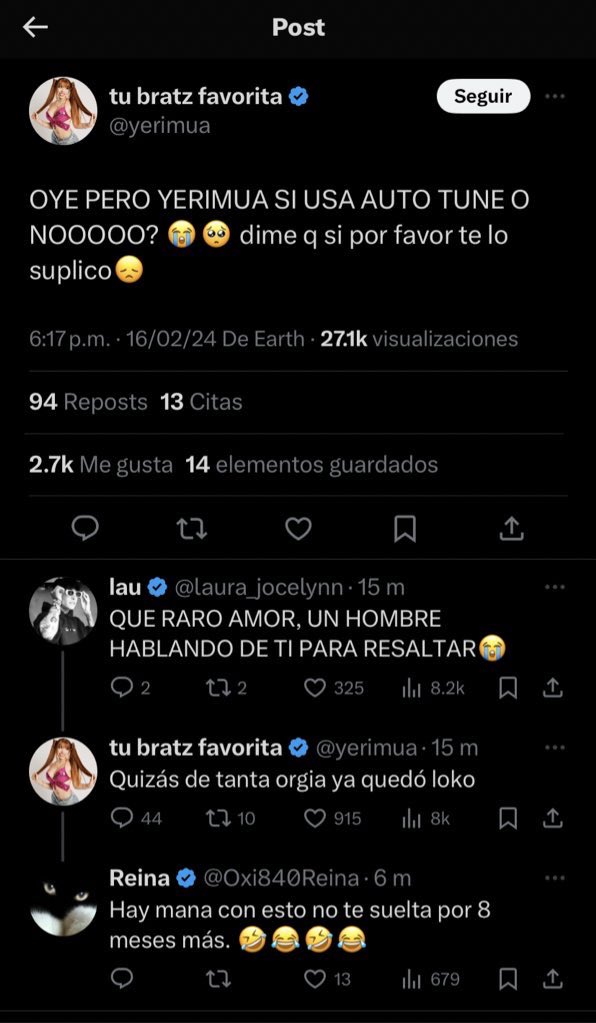 DalasReview's tweet photo. Oye @yerimua querida estafadora, maltratadora y mitómana...

Sé que te duele mucho en el ego, pero tus canciones dan asc0, tú como persona lo das. Sé que te arde que diga que tienes autotune, pero lo tienes. No eres cantante. Sólo una farandulera que quiere fingir serlo.

Y eso de las orgías dime tú de dónde te lo sacaste, porque hasta donde yo sé la única que se queda embarazada del vecino teniendo novio fuiste tú así que,... 👐🏻 y aunque me las montara, sigo sin entender qué tendría eso que ver con tus canciones de 💩

Ahora corre a ensayar para intentar subir un acapella fingiendo tener buena voz, que tus canciones patéticas hablando de meterte dr0gas (las que te metías mientras supuestamente estabas embarazada de Naim, según tú misma), seguirán siendo y son basura que promueve más la decandencia de esta sociedad. Que no sabes hablar de otra cosa.

Todo lo que está mal, lo eres tú.