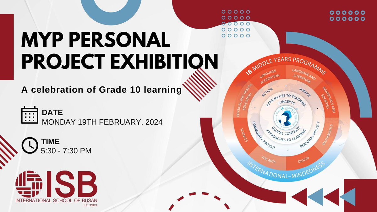ISBLearning's tweet photo. We hope you can join us on Monday 19th February to learn more about out the many fabulous personal projects created by our Grade 10 students. #ISBlearning https://t.co/D93W4HtdxB