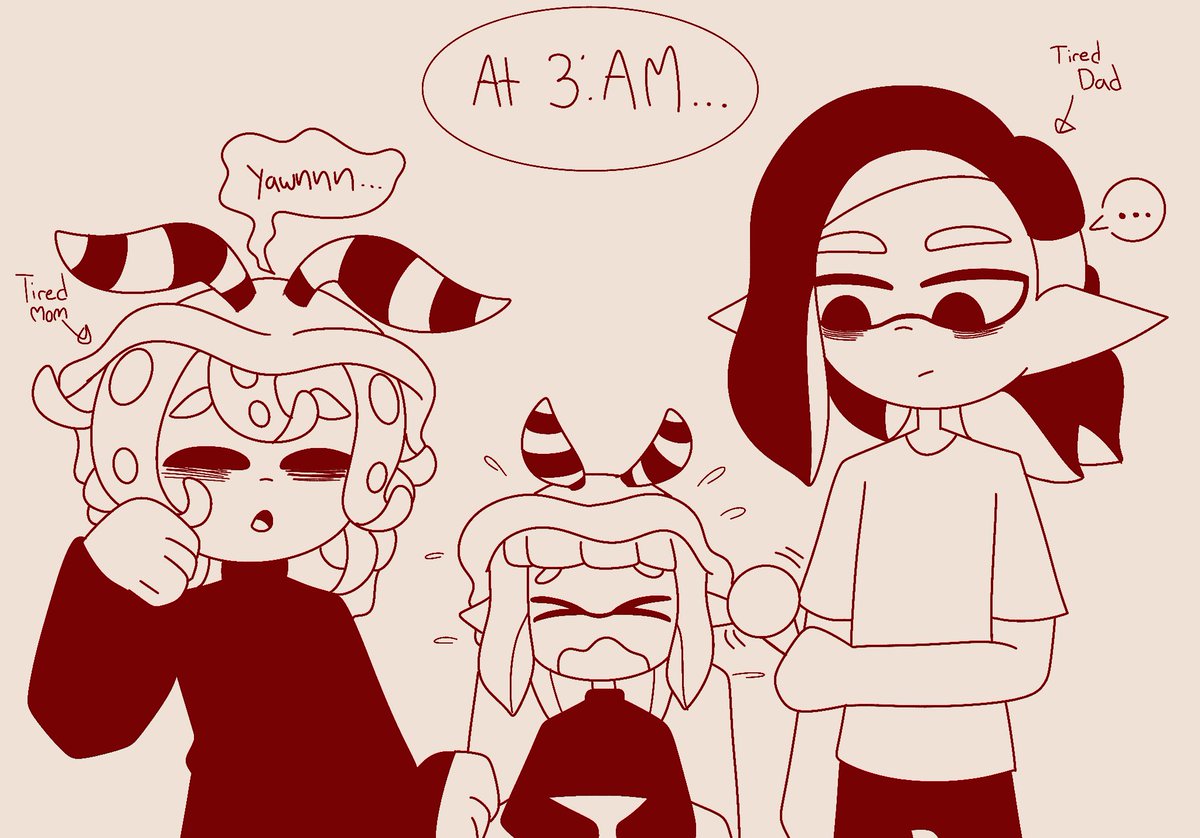 APeonySeapie's tweet image. Maxxflow month: Day 16 💚❤️

“First time parents” 

Poor Seaflow and Maxx, 
Little Chanterelle won’t stop crying at 3 in the morning XD 

#DJSeaflow #Splatoon #Maxxflow