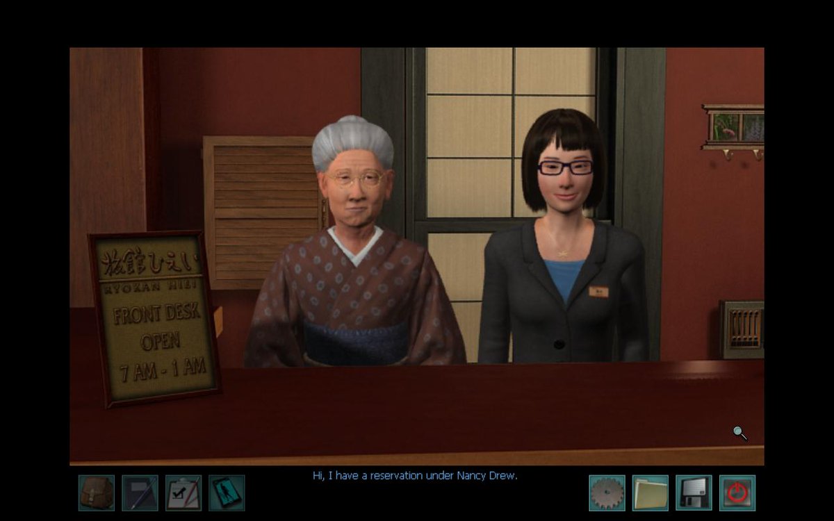 Starting now! We fly all the way to Japan to see if our teen detective shtick is any more endearing there. Judging by these expressions: nope! Join us for Nancy Drew: Shadows at the Water's Edge at twitch.tv/rdigiorgi