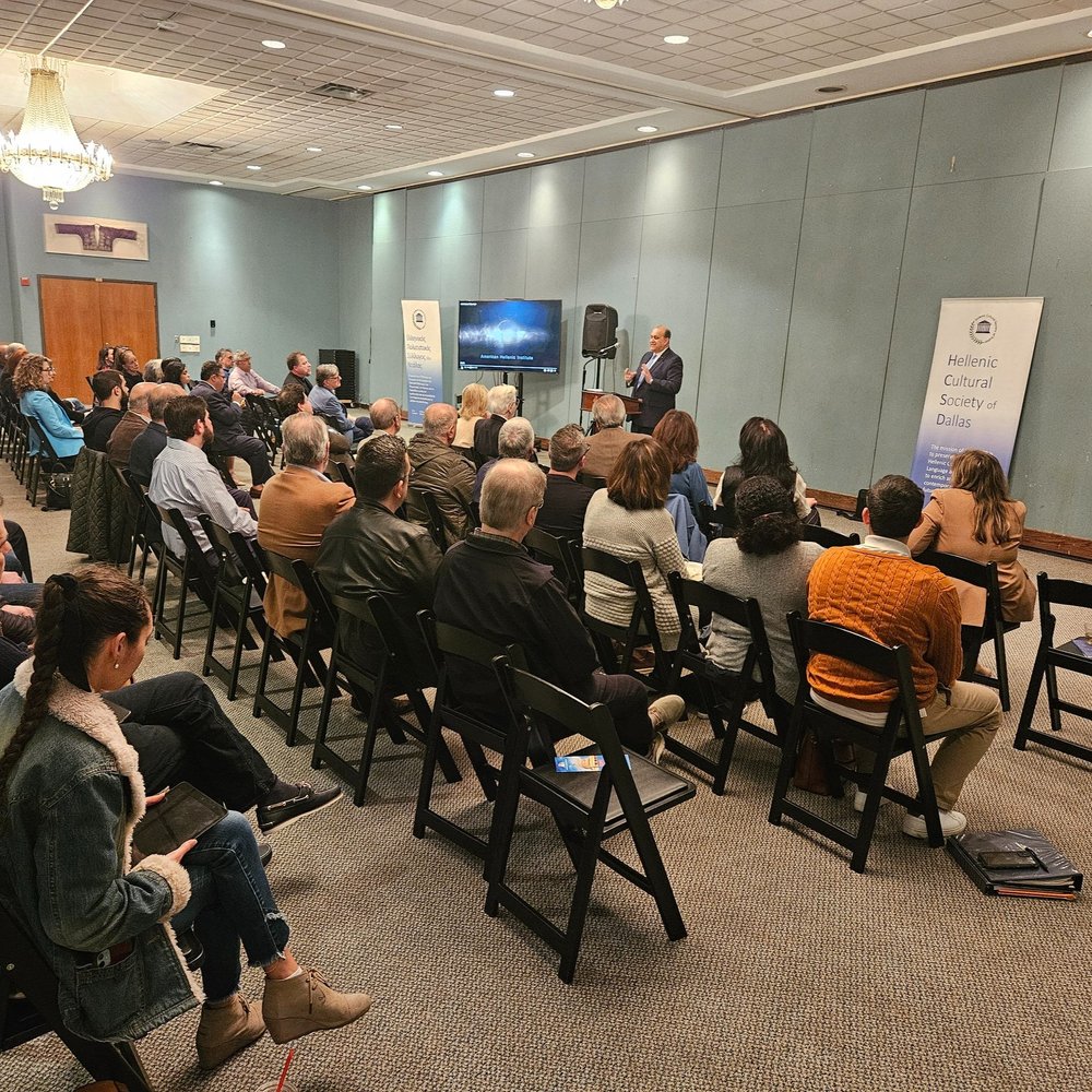 AHI President Nick Larigakis presented to the Greek American community of Dallas, Texas, thanks to a forum organized by the Hellenic Cultural Society of Dallas and held at Holy Trinity Greek Orthodox Church, on February 8, 2024.