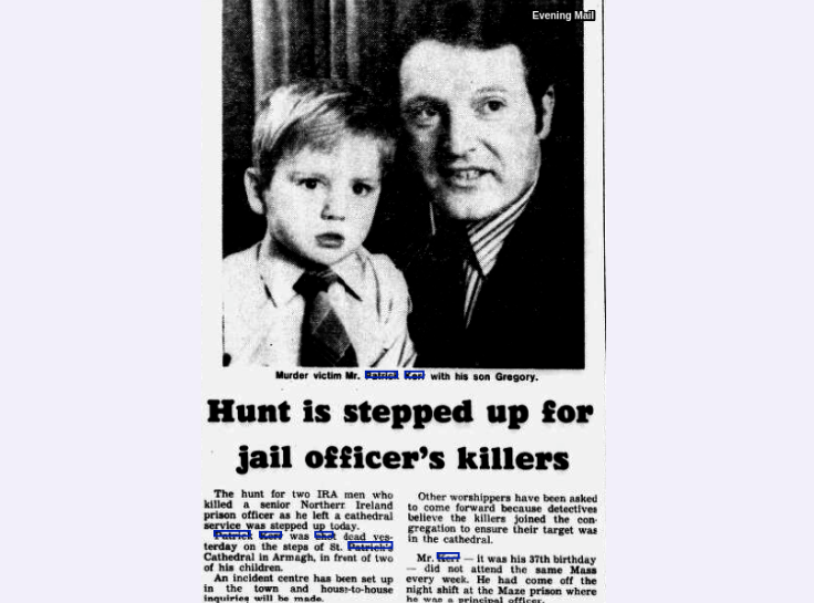 OnThisDayPIRA's tweet photo. #OnThisDay in 1985 the IRA murdered Patrick Kerr, 37, married father of 3. Catholic off duty prison warder shot on his birthday leaving Mass at Armagh Chapel. His young children cried "Daddy, daddy don`t die" #OTD
https://t.co/utJs99T6PX https://t.co/pJT4r2Tyfw