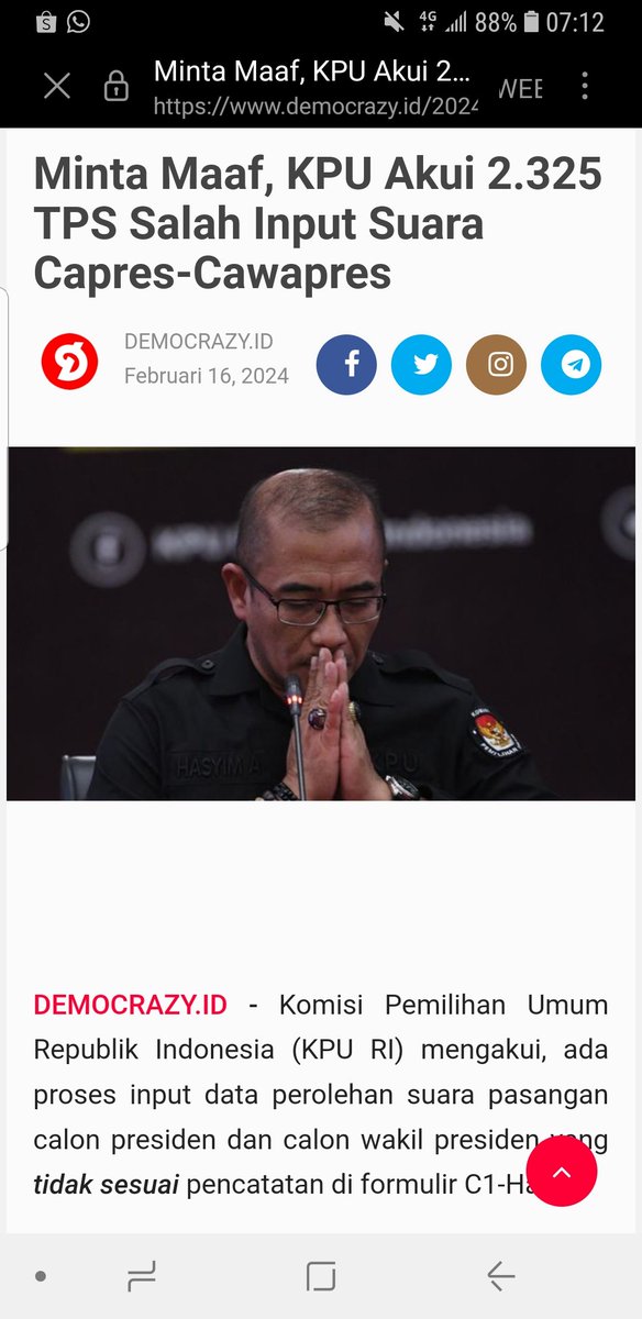 Kami yakin Bapak dan tim <a href="/KPU_ID/">KPU RI</a> berintegritas dan amanah menjalankan tugas sakral pemilihan pemimpin negeri ini. Pilihan ada ditangan, masalah saat ini adalah melawan ego tentang pilihan jabatan atau Nama Baik.