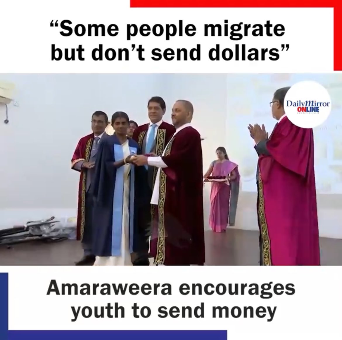 aruni_t's tweet photo. Mahinda Amaraweera’s education qualification is listed as ALs in https://t.co/gpKMGaoqfV, which means he hasn’t obtained an undergraduate or a graduate degree. Does that qualify him to be attired in an academic cloak? https://t.co/NC9PVvKeGo