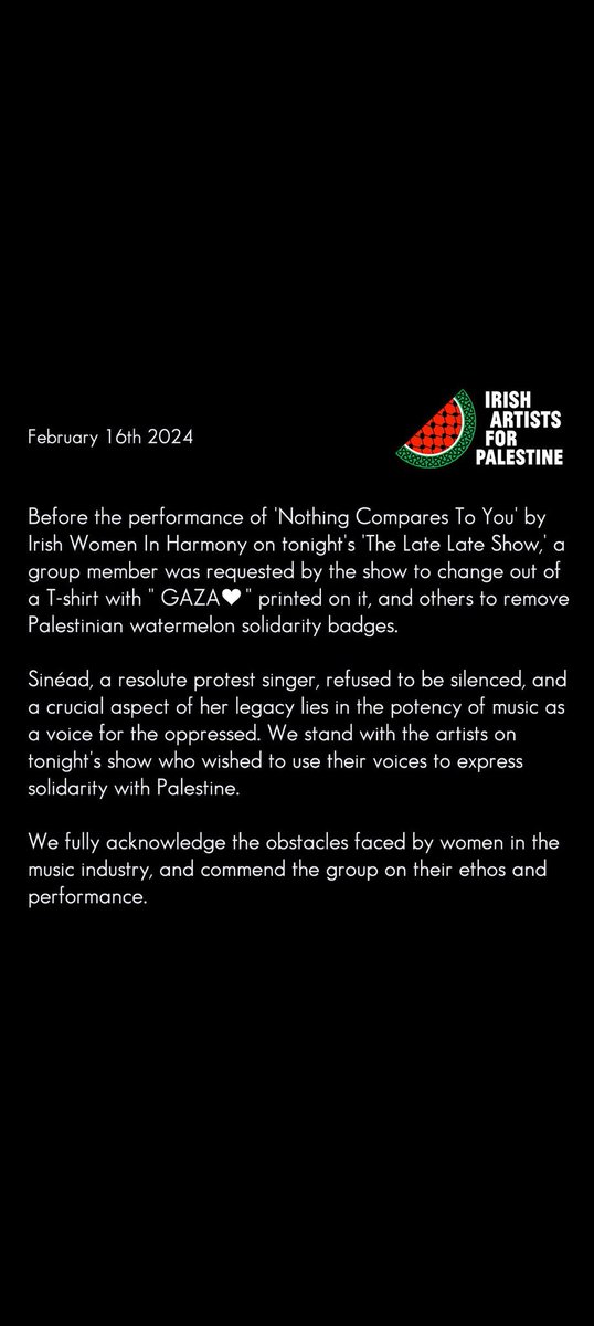 <a href="/RTELateLateShow/">The Late Late Show</a> Great performance, but shame on the producers