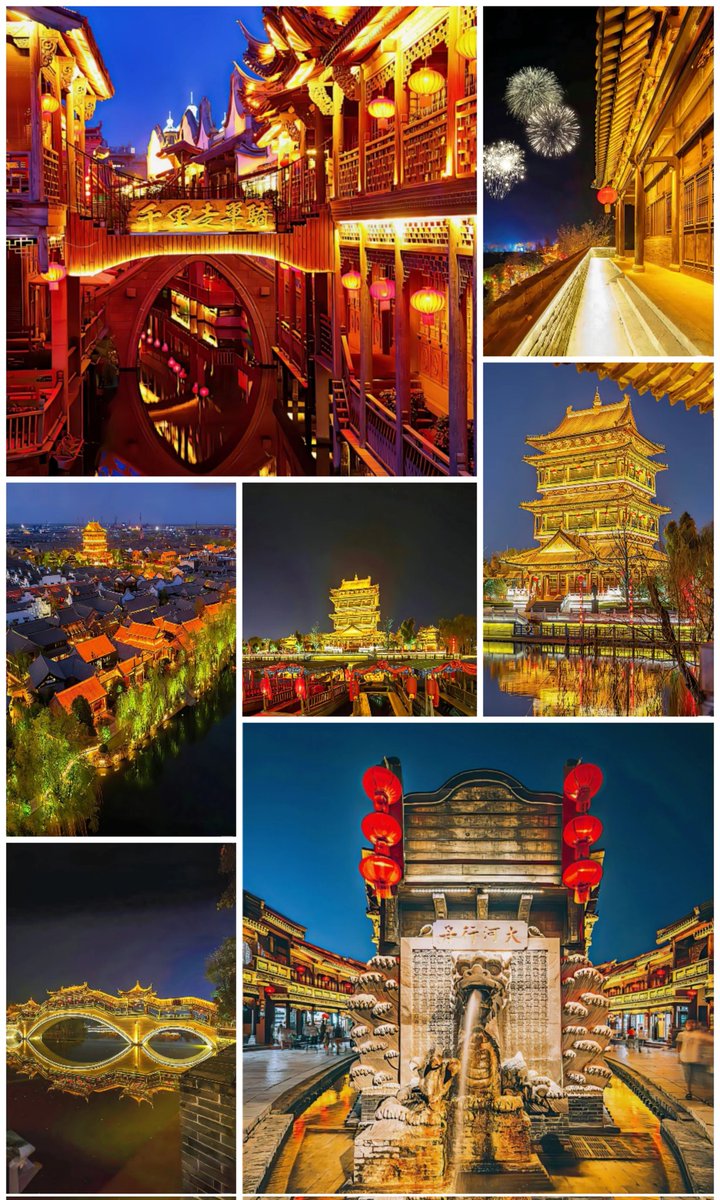 googluck520's tweet photo. 入夜的台儿庄，就是梦里水乡。
台儿庄古城夜景，美的如同一幅画卷🌹🌹
#龙年年味 https://t.co/etcefQNDge