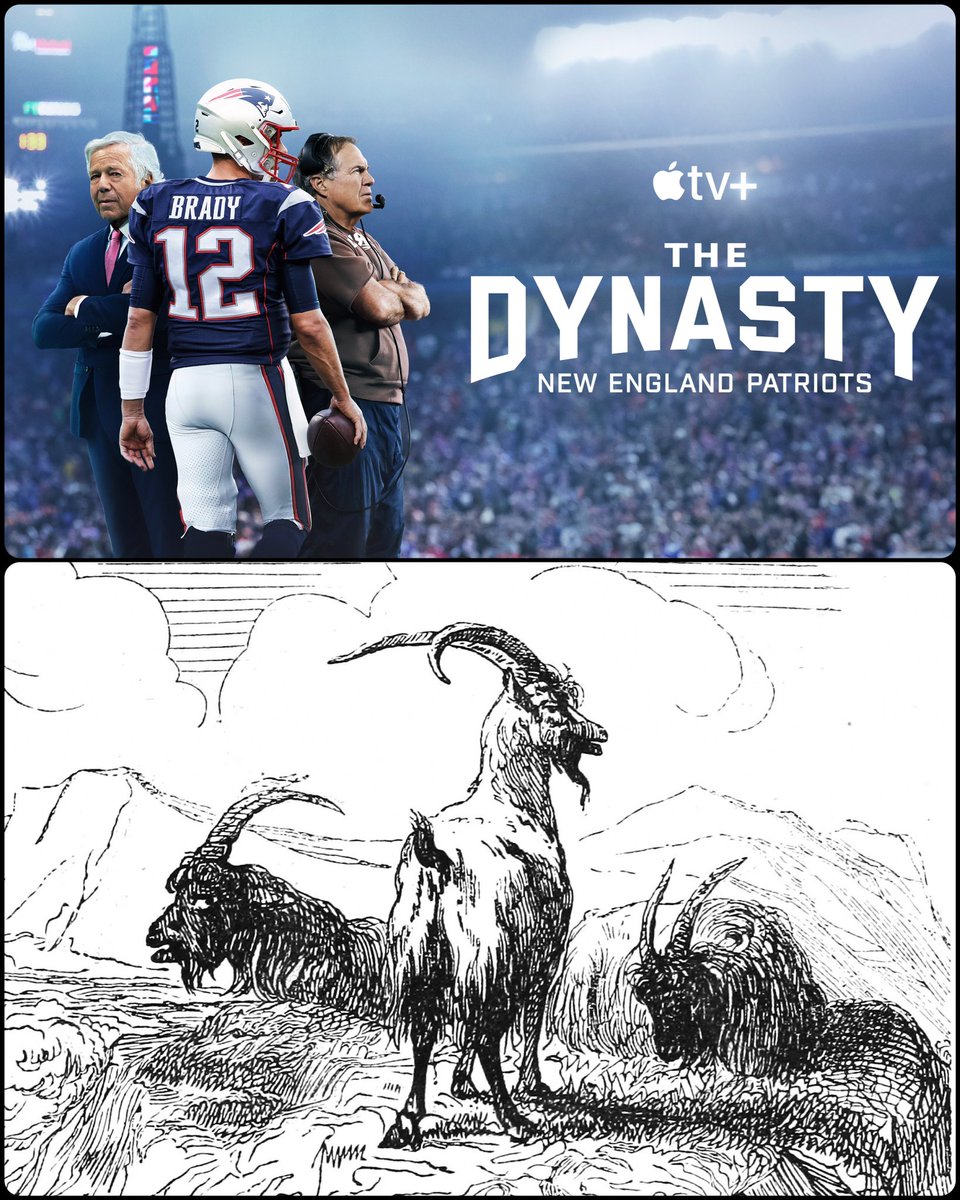 #AppleTVPartner. Three Goats illustration from Dictionnaire Infernal, by Louis Le Breton, 1863, image from @appletv The Dynasty: New England Patriots now streaming on Apple TV+