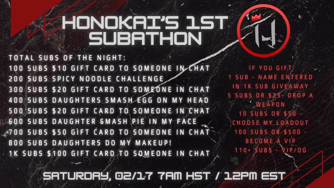 HonokaiGaming's tweet photo. My 1st Subathon / Tomorrow 7am hst 12pm est

2 weeks ago my wife was diagnosed with Cancer😔. She told me she wants to go on a vacation before she starts her treatment and beats it. 

So everything we make from this will go towards making her vacation the BEST Vacation🤙🏼

See you guys tomorrow⬇️
https://t.co/vPibr0LJ83
@kick @KickCommunity