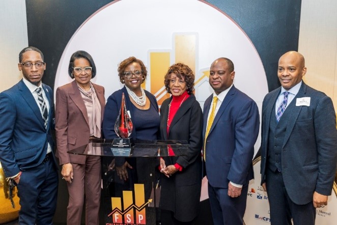 USHouseFSC's tweet photo. #ICYMI: Ranking Member @RepMaxineWaters was recognized with the 2024 Trailblazer Award by the Financial Services Professionals organization for advancing #DiversityAndInclusion in financial services. | https://t.co/DcwTf3EA0p https://t.co/FBxgRFjtt5