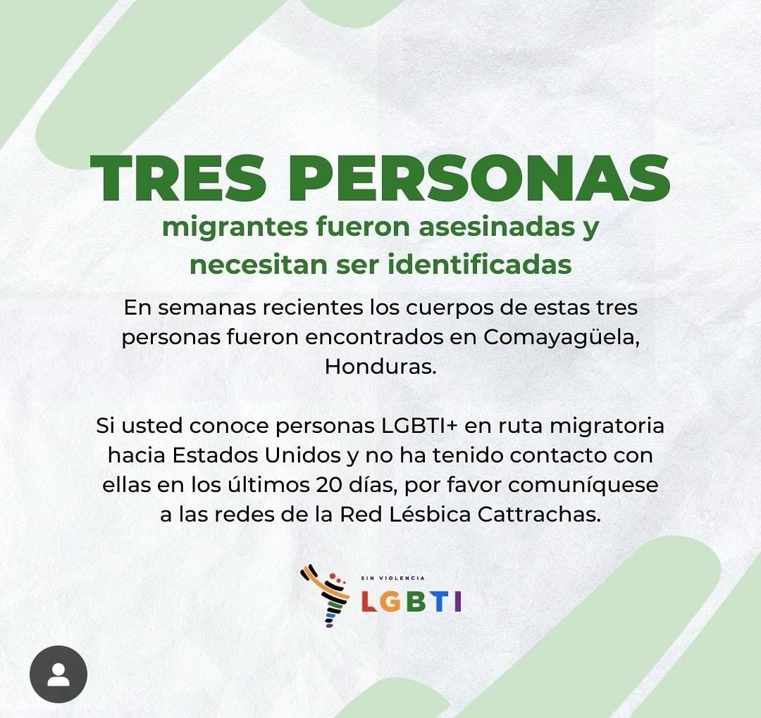 aliceshackel's tweet photo. Terrible saber de esto! Lo siento mucho para estas tres personas y sus familias. Unamonos en hacer 🇭🇳 un país respetuoso y solidario sin odio, discriminación y violencia. No dejar a nadie atras! #RedHumanitariaHN https://t.co/GIwgwmzgRb