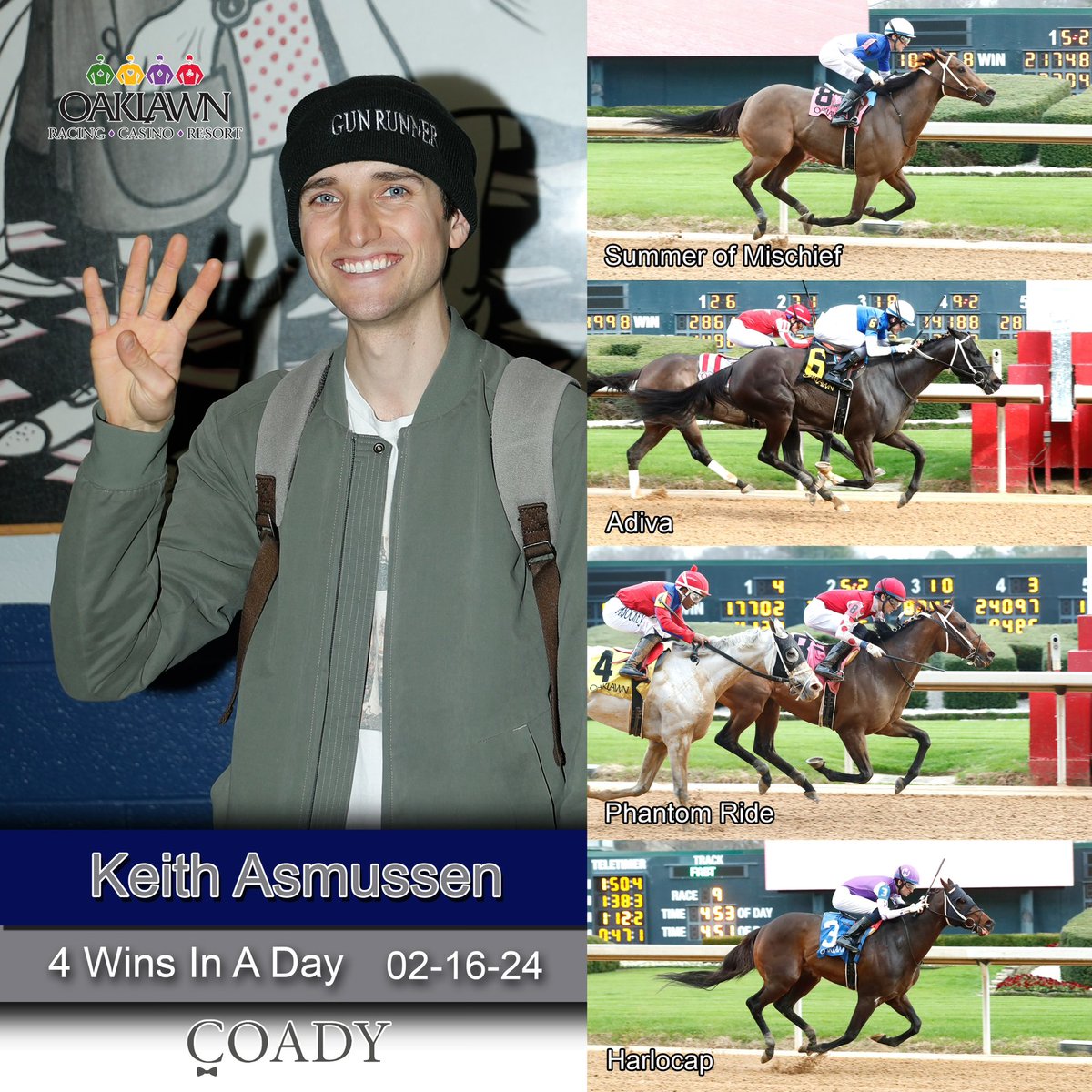 My first career 4 win day! Thank you to my friends, family, supporters and horses 🙌🏼 let’s keep it going!