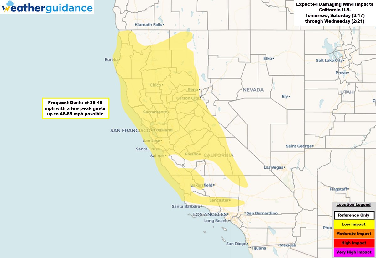 We are monitoring portions of California Sat-Weds for the possibility of significant flash flooding &amp; damaging wind impacts as a strong storm system is forecast to impact the region.

See more details with our interactive map, outlooks, and more at bit.ly/2WPnhGV