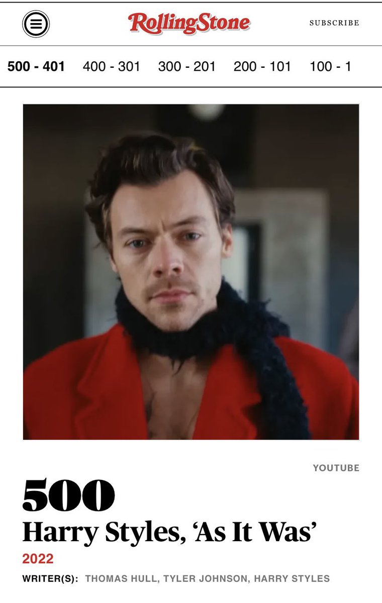 HLDPromo's tweet photo. Rolling Stone ranked Harry’s ‘As It Was’ at #500 on their recent listing ‘The 500 Greatest Songs of All Time’!

🔗 https://t.co/TMO3GKRsWl https://t.co/o8pd01z5L1