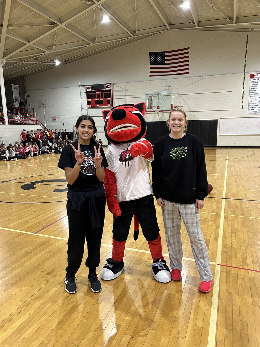 dutton02's tweet photo. The Redwolf had been busy today, but was able to make it to the @CMSredwolves assembly this afternoon. Here is the Redwolf with the knock out champion and knock out runner-up! https://t.co/8jdSrEtK5z
