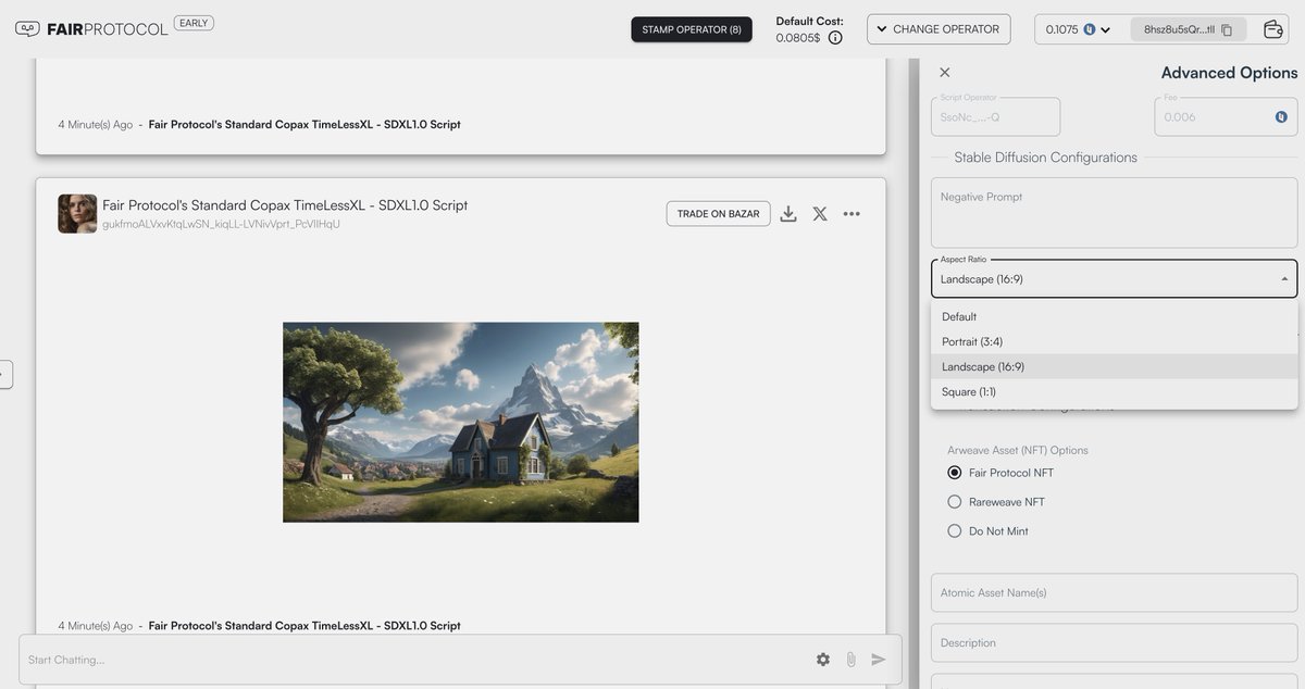 Exciting update! 🎉

One of the most requested features on our marketplace is now live!

You can now select the image orientation from portrait, landscape, or square in the settings when using image models.

👉 fair.ar-io.dev