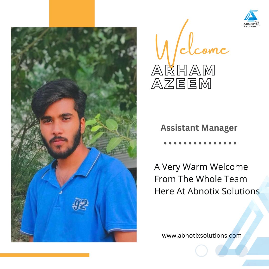 abnotix's tweet photo. Welcome To The Team!
Wish You All The Best For The Future😊
#abnotixsolutions #welcomeonboard https://t.co/RL7iQw1ulr